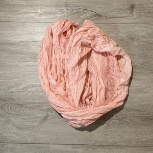 Soft infinity scarf with lace on both ends